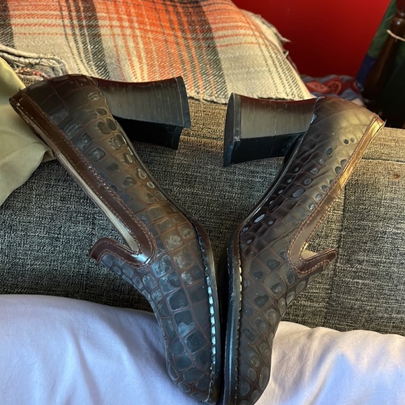 Delman chunk heel brown & black - Picture 2 of 4